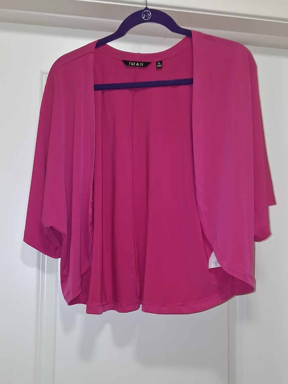 IMAN Fuchsia Open-Front Draped Cardigan Shrug